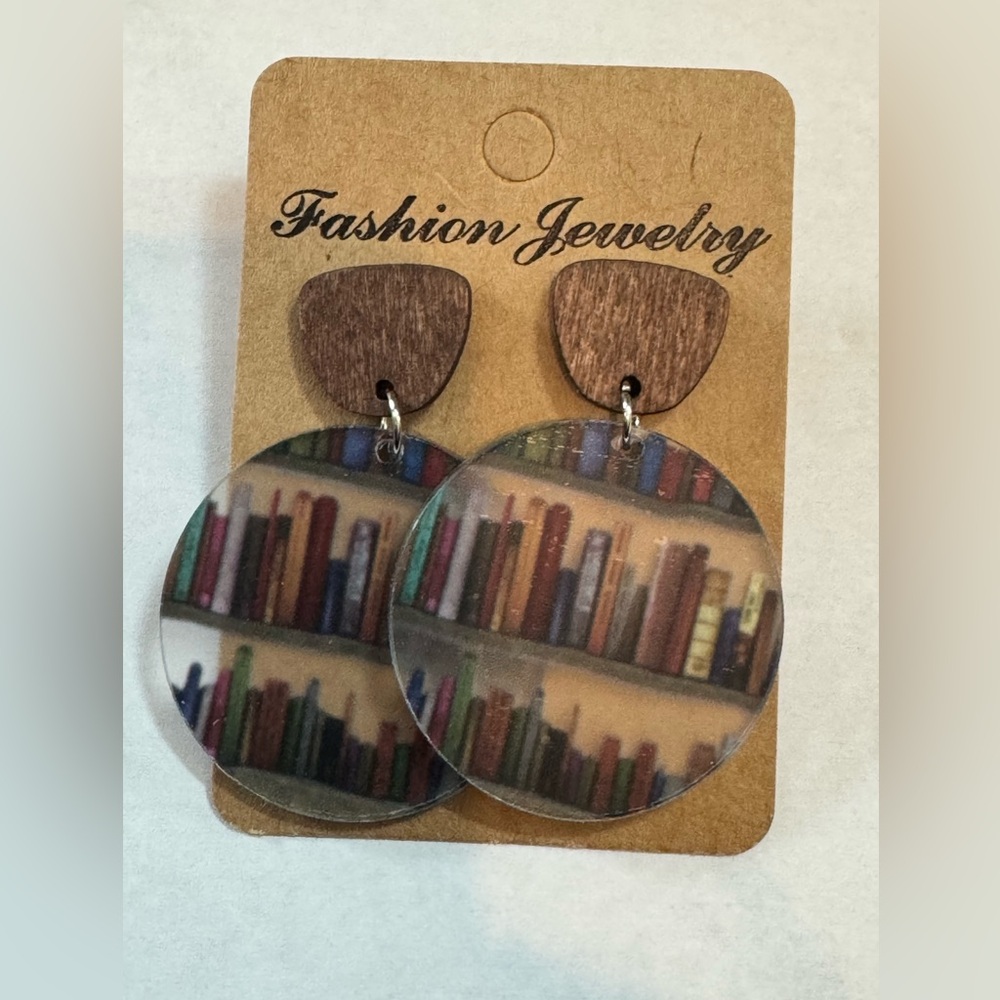 Wooden Bookcase Earrings